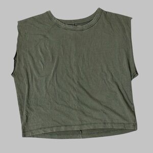 Aerie 100% Cotton Sleeveless Olive Green Top